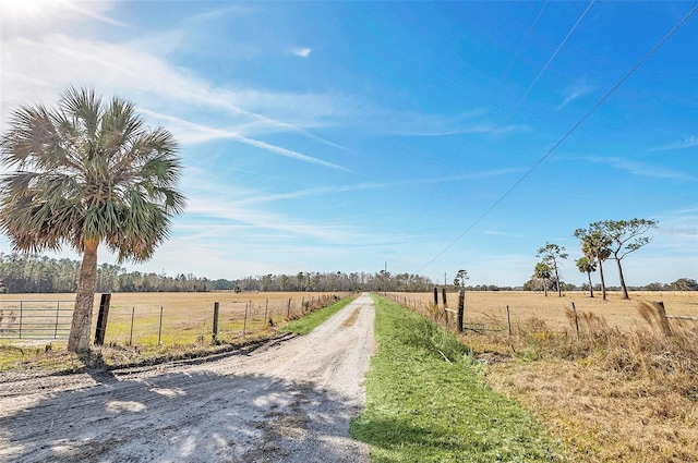 view of road featuring a rural view