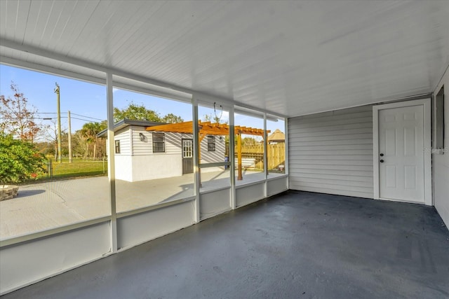 view of unfurnished sunroom