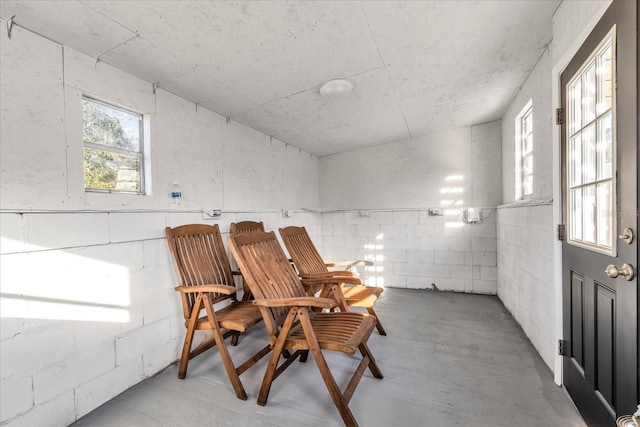 interior space featuring concrete floors