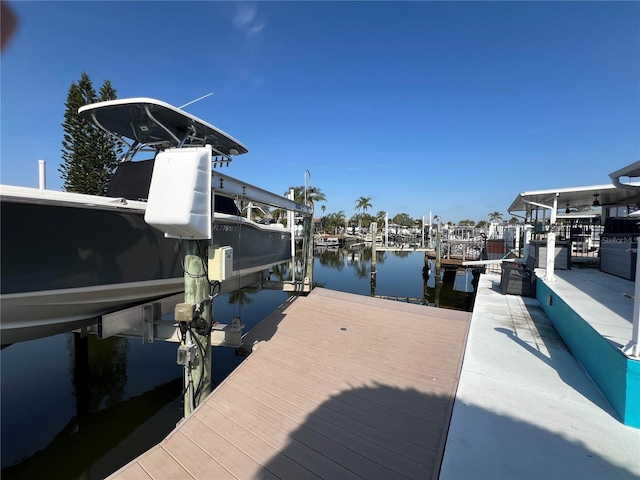 view of dock featuring a water view