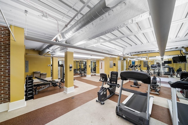 exercise room featuring electric panel