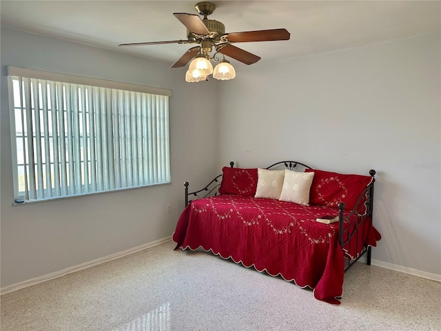 bedroom featuring ceiling fan