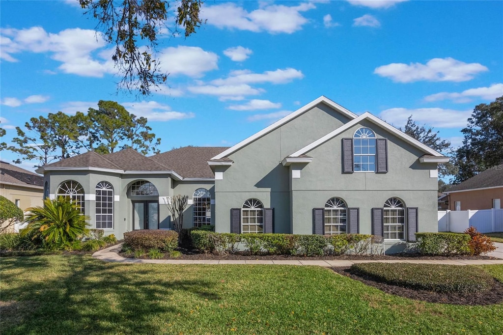 view of front of home with a front yard