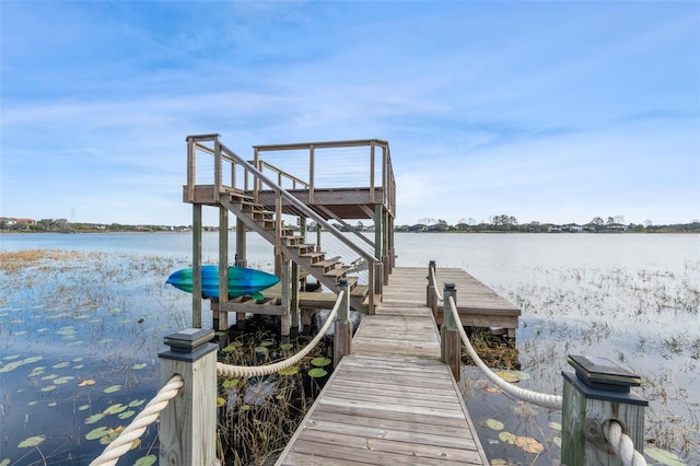 view of dock featuring a water view