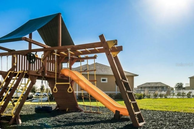 view of play area with a lawn