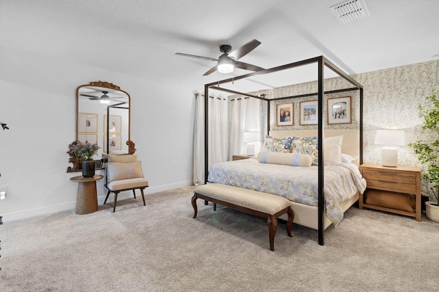 bedroom with carpet floors and ceiling fan