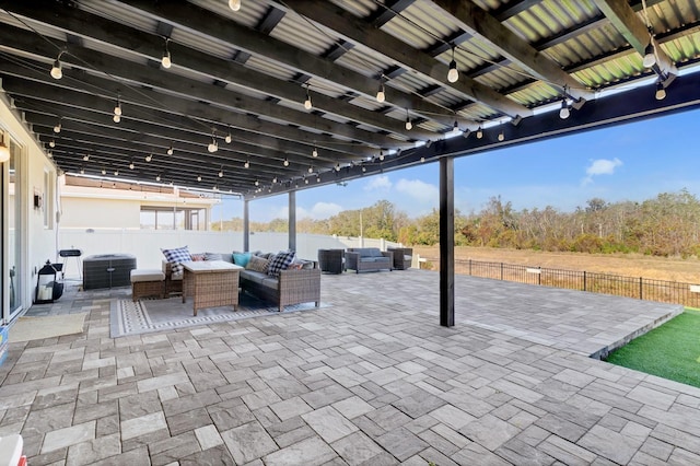 view of patio / terrace featuring an outdoor living space