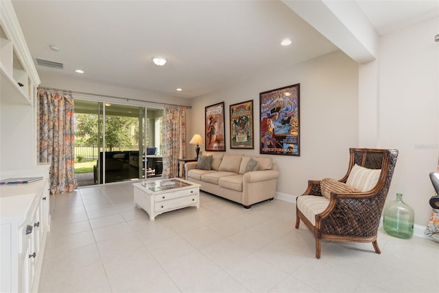 view of tiled living room