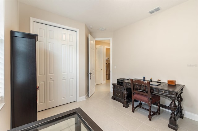 view of tiled home office