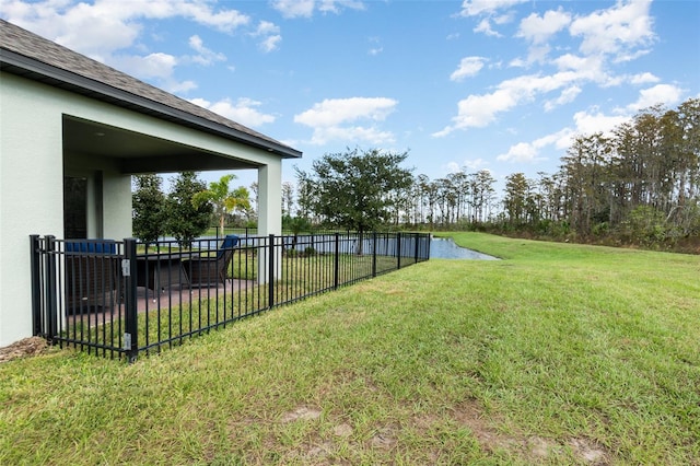 view of yard with a water view