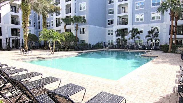 view of pool with a patio area