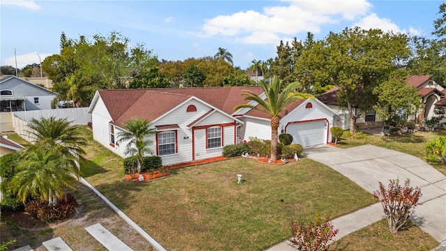 view of front of home featuring a garage and a front yard