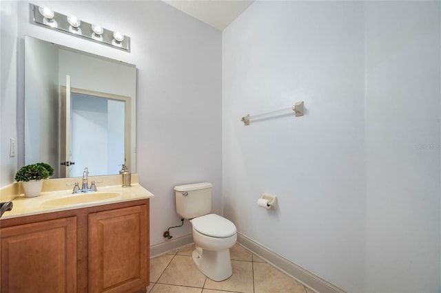 bathroom with tile patterned flooring, vanity, and toilet