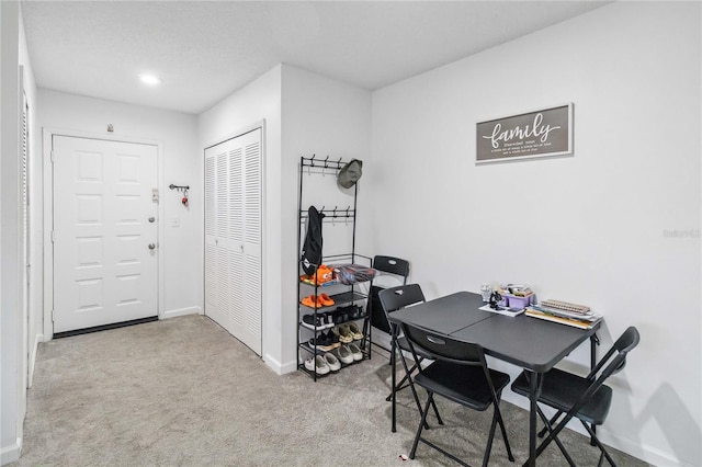 view of carpeted dining room