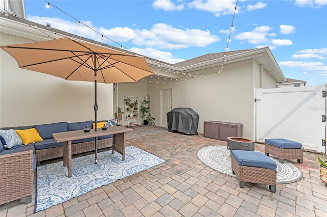 view of patio featuring grilling area and an outdoor hangout area