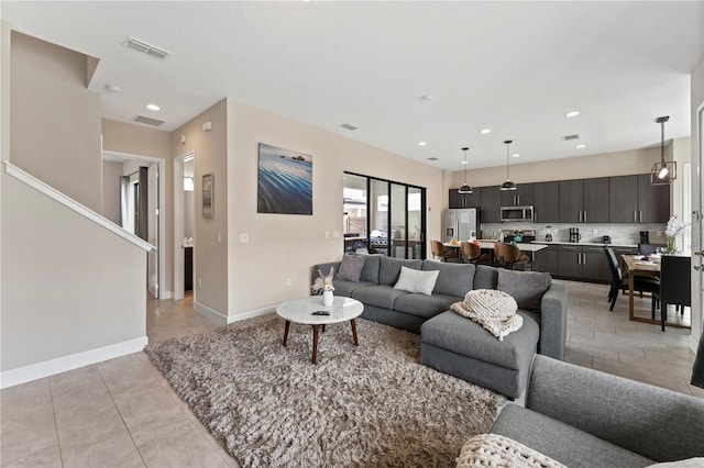 view of tiled living room