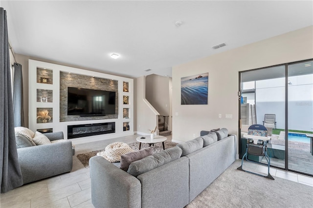 view of tiled living room