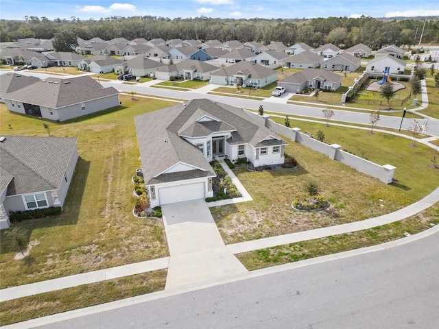 drone / aerial view with a residential view