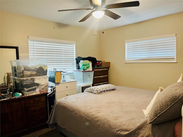 bedroom featuring ceiling fan