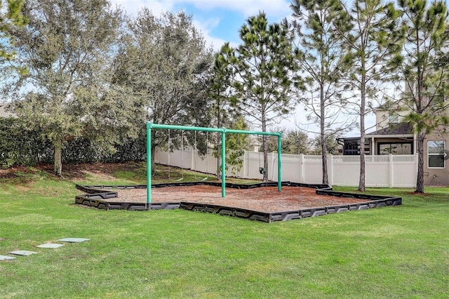 view of play area featuring a yard