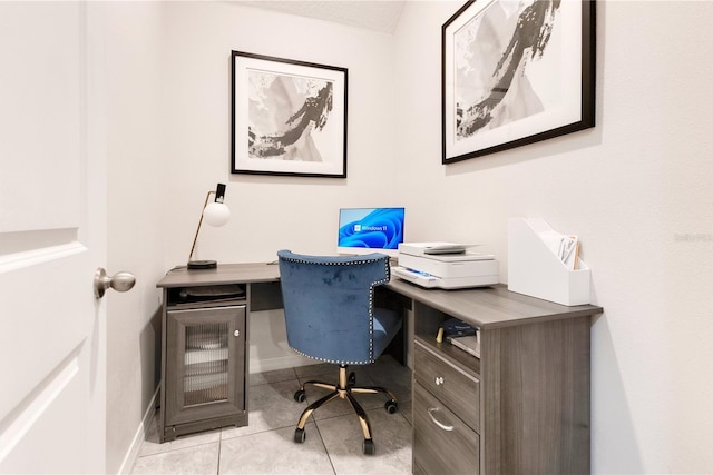 office with light tile patterned floors