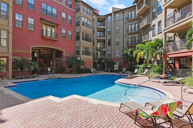 view of pool with a patio area