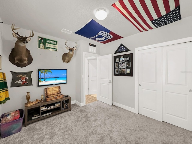 living room featuring carpet flooring