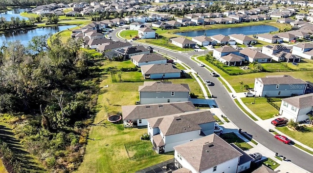 bird's eye view featuring a water view