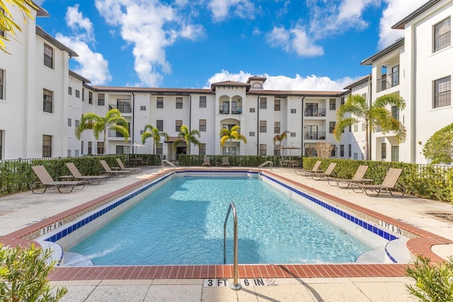 view of pool featuring a patio area