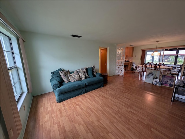 living room with hardwood / wood-style flooring