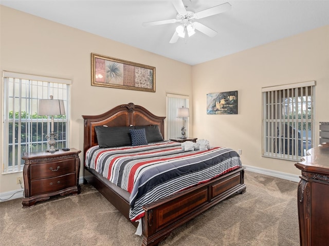 bedroom with carpet flooring and ceiling fan