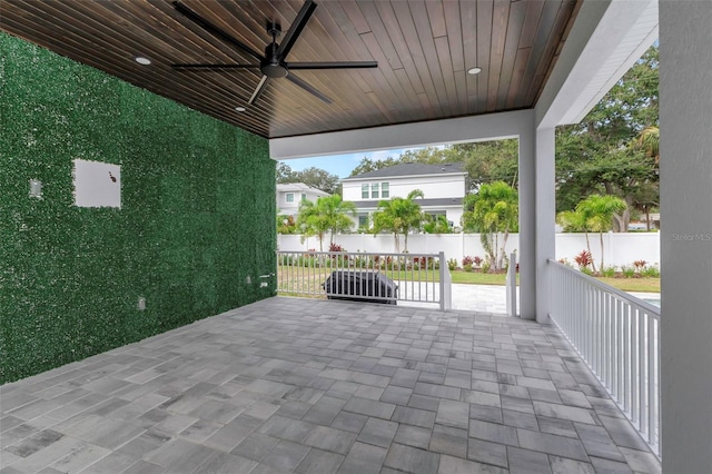 view of patio with ceiling fan