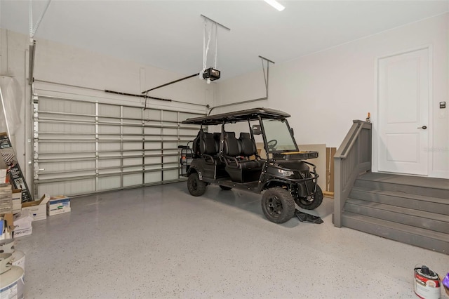 garage with a garage door opener