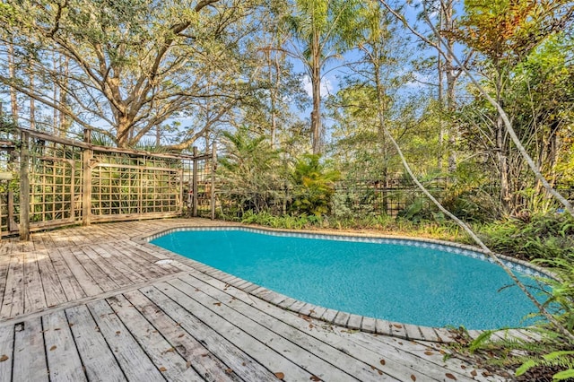 view of pool with a deck