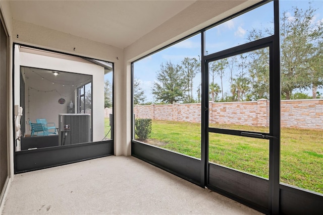 view of unfurnished sunroom