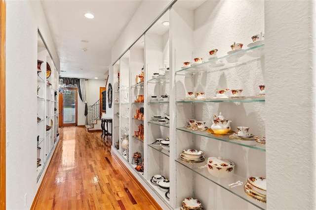 wine area featuring light hardwood / wood-style floors