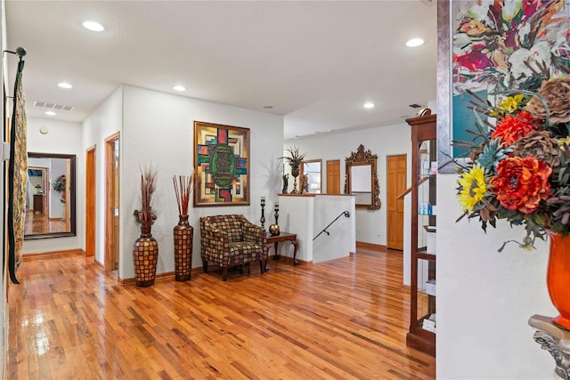 interior space with light hardwood / wood-style floors