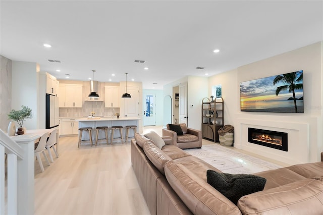 living room featuring light hardwood / wood-style flooring