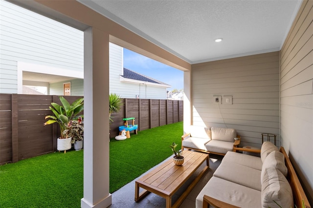 view of patio / terrace with an outdoor living space