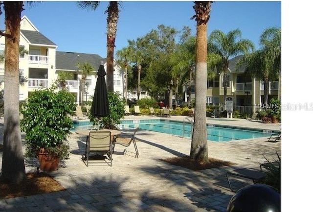 view of pool featuring a patio