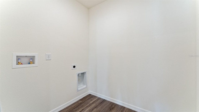 laundry room with washer hookup, dark hardwood / wood-style flooring, and hookup for an electric dryer