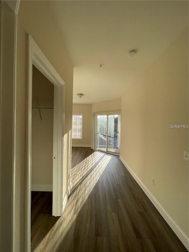 hall with dark hardwood / wood-style flooring