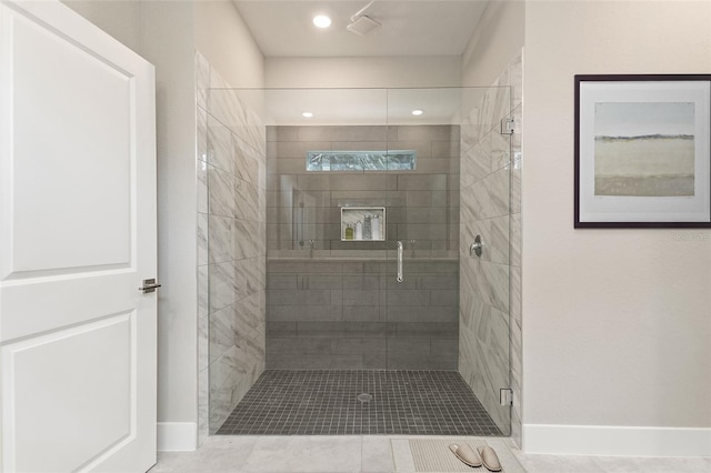 bathroom featuring walk in shower