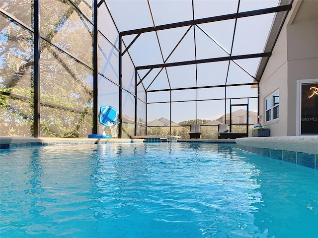 outdoor pool with a lanai