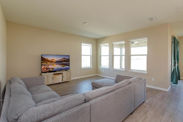 living room featuring light hardwood / wood-style flooring