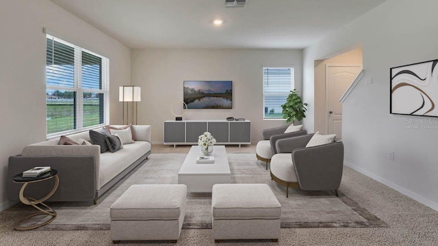 living room featuring a healthy amount of sunlight