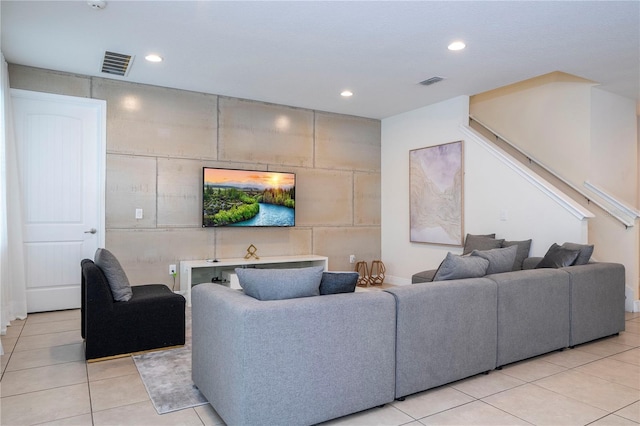 view of tiled living room