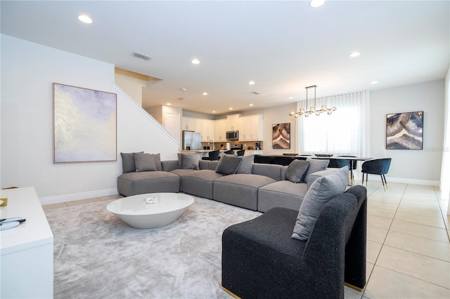 view of tiled living room