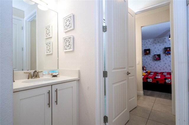 bathroom featuring vanity and tile patterned floors