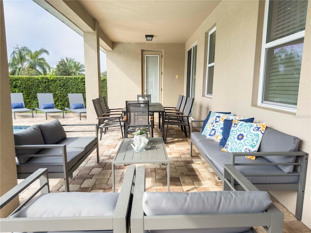 view of patio / terrace with an outdoor living space